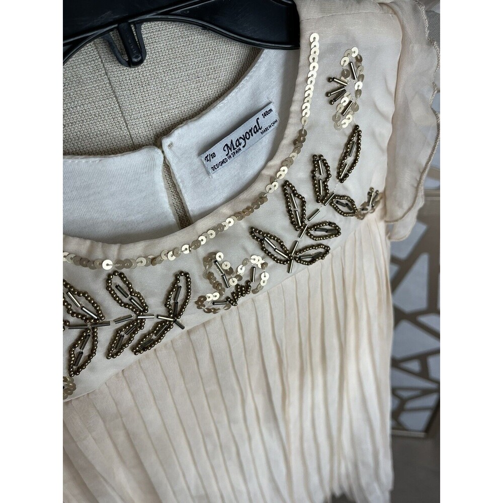 Mayoral Dress Overlay 140cm Sz 10 Girls Pleaded Special Ocasion Blush Beads - Picture 4 of 7